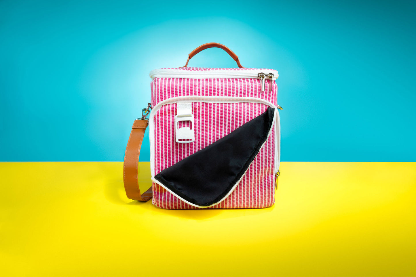 Cooler Bag Pinstripe Pink
